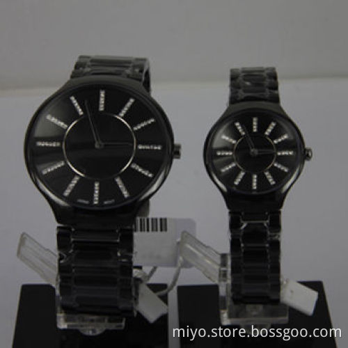 Super thin size ceramic pairs watch with Japan movement, wholesale, OEM/ODM orders are welcome